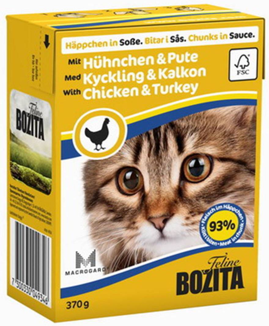 Bozita Feline Курица/Индейка в соусе тетрапак для кошек 370 г 1