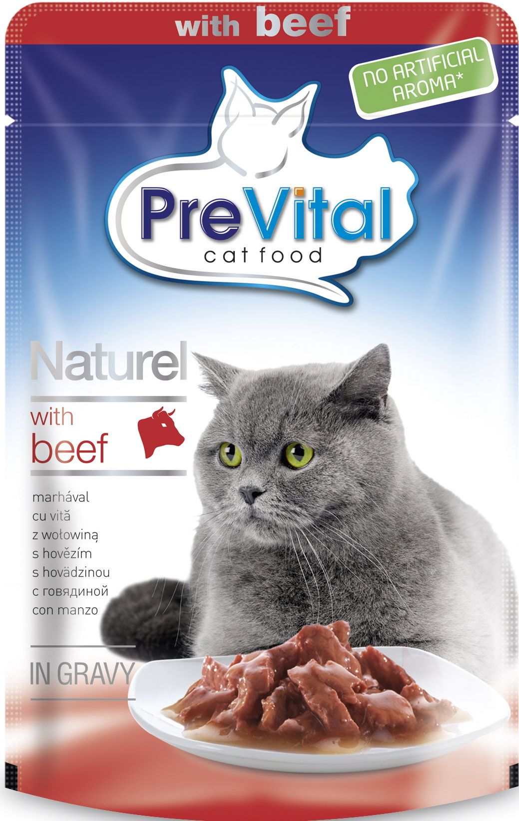 PreVital Naturel Говядина в соусе пауч для кошек 85 г 1