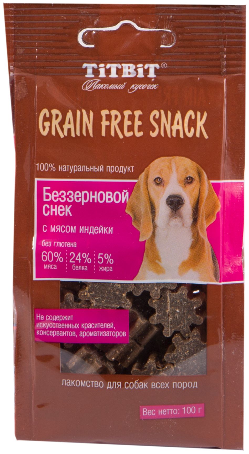 Лакомство Titbit Grain Free Snack с мясом индейки для собак 100 г 1