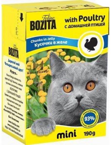 !Bozita Feline mini Птица в желе тетрапак для кошек 190 г 1