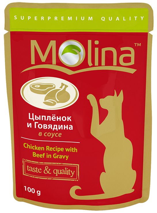 Molina Цыпленок/Говядина в соусе пауч для кошек 100 г 1