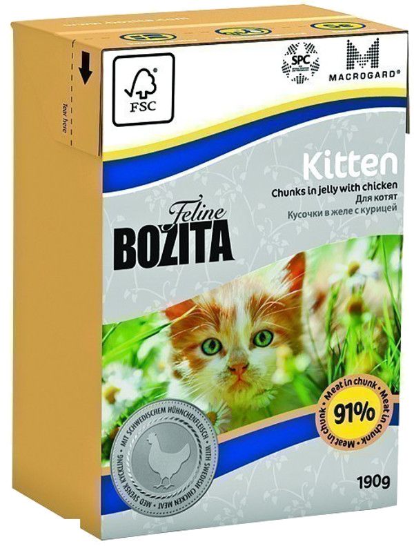 Bozita Feline Kitten Курица в желе тетрапак для котят 190 г 1