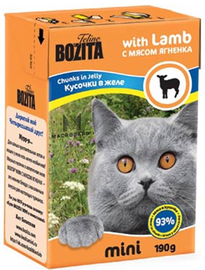 Bozita Feline mini Ягненок в желе тетрапак для кошек 190 г 1