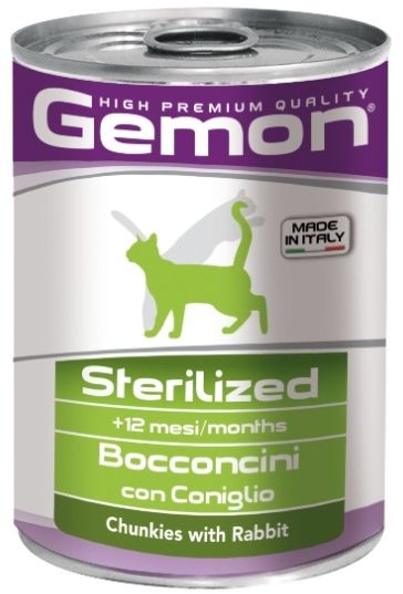 Gemon Sterilized Кролик консервы для кошек 415 г 1