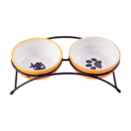 КерамикАрт миски на подставке для кошек и собак двойные 2*290 мл оранжевые