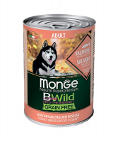 Monge BWild Grain Free All Breeds Лосось/Тыква/Кабачки консервы для собак 400г