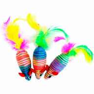 Мышь-погремушка Уют цветные с перьями нейлон для кошек 6,25 см 