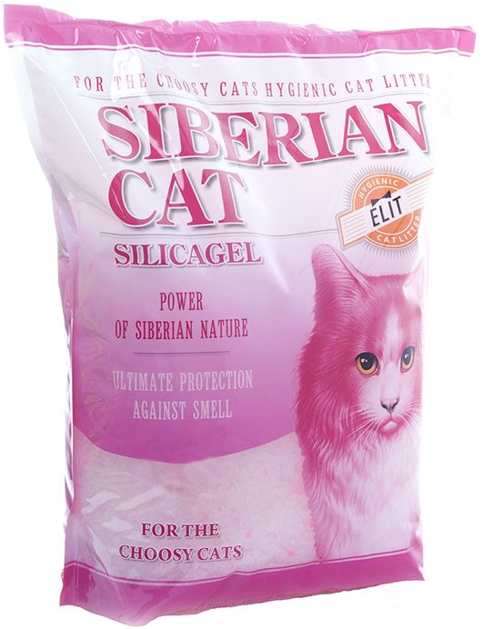 Наполнитель Сибирская Кошка Элита розовый силикагель для кошек 1
