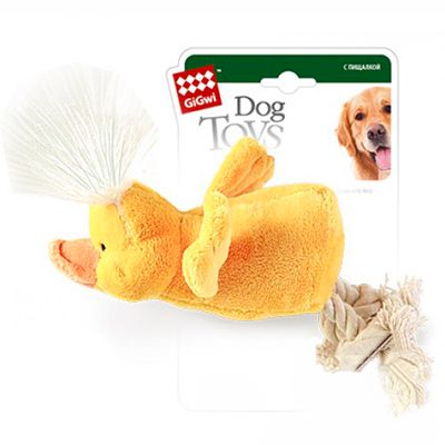 Игрушка GiGwi Утка с пищалкой/ткань для собак 11 см 1