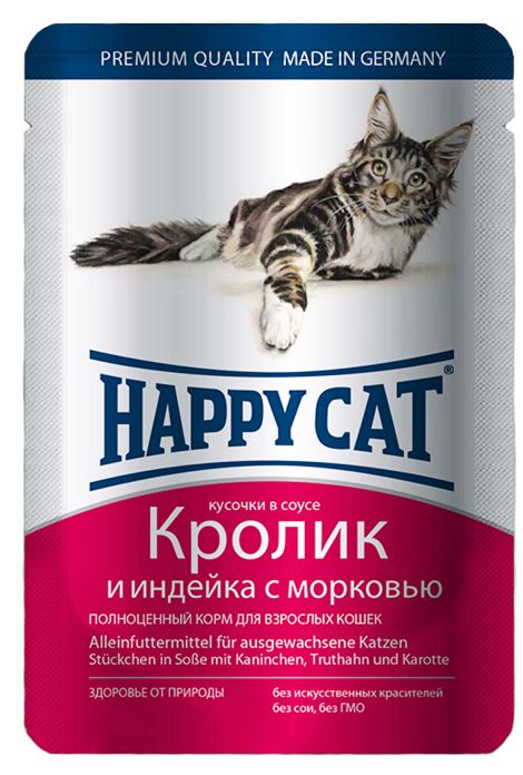 Happy Cat Кролик/Индейка в соусе пауч для кошек 100 г 1