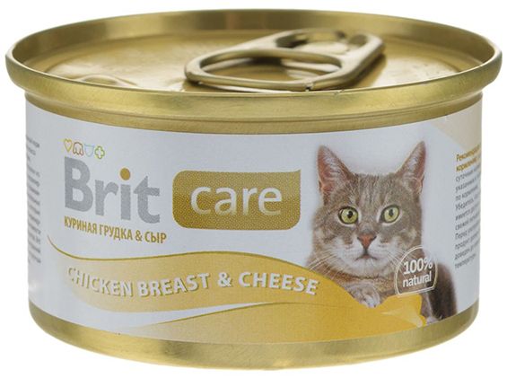 Brit Care Куриная грудка/Сыр консервы для кошек 80 г 1