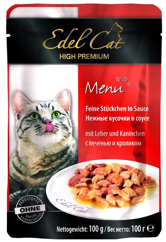 Edel Cat Печень/Кролик соус пауч для кошек 100 г 1