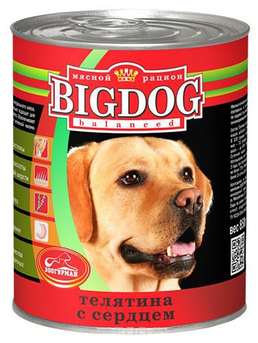 ЗооГурман Big Dog Телятина/Сердце конс для собак 850 г 1