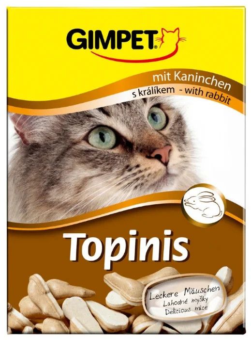 GimCat Topinis витаминная добавка Кролик/Таурин мышки для кошек 180 шт 1