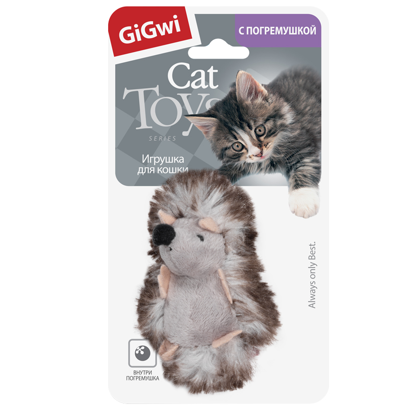 Игрушка GiGwi Ёжик с погремушкой/ткань для кошек 4