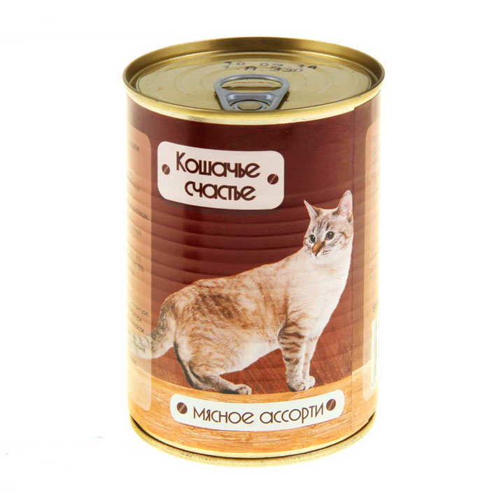 Кошачье счастье Мясное ассорти консервы для кошек 410 г 1