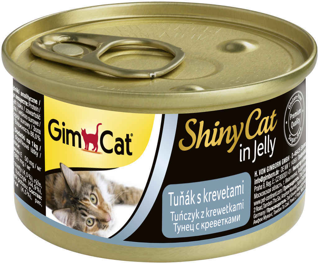 GimCat ShinyCat Тунец/Креветки консервы для кошек 70 г 1