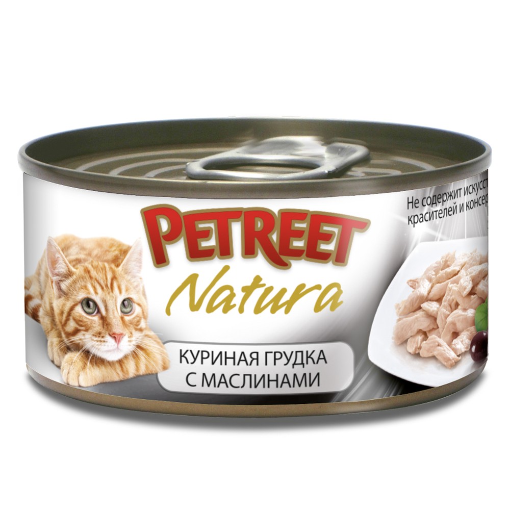 Petreet Куриная грудка/Оливки консервы для кошек 70 гр 1