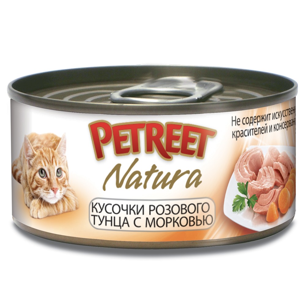 Petreet Розовый тунец/Морковь консервы для кошек 70 гр 1