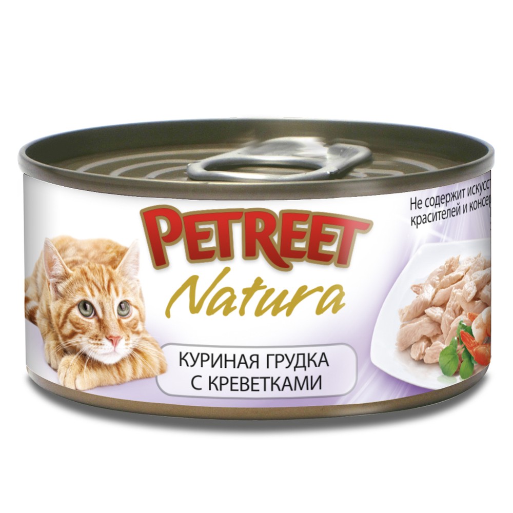 Petreet Куриная грудка/Креветки консервы для кошек 70 гр 1