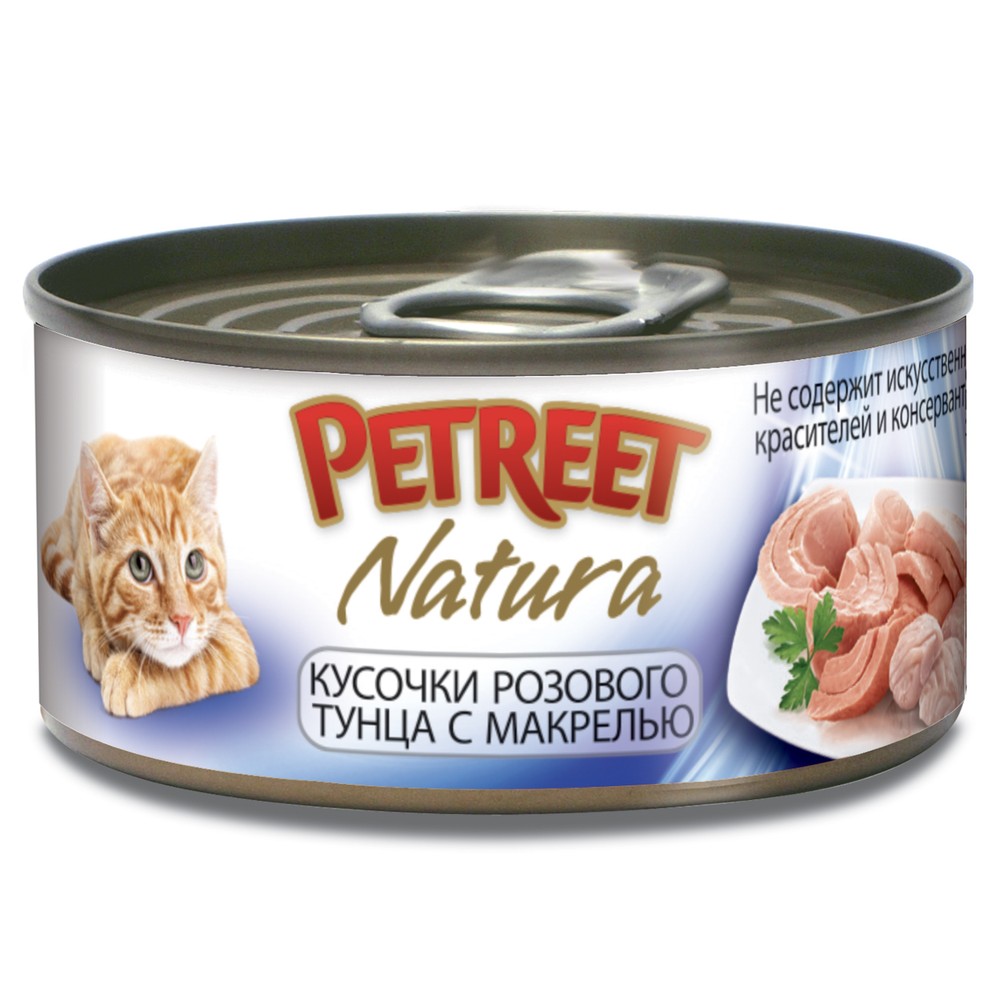 Petreet Розовый тунец/Макрель конс для кошек 70 гр 1