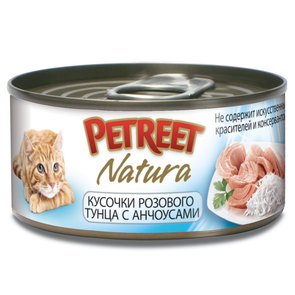 Petreet Розовый тунец/Анчоус консервы для кошек 70 гр 1