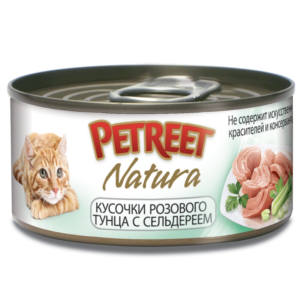 Petreet Розовый тунец/Сельдерей консервы для кошек 70 гр 1