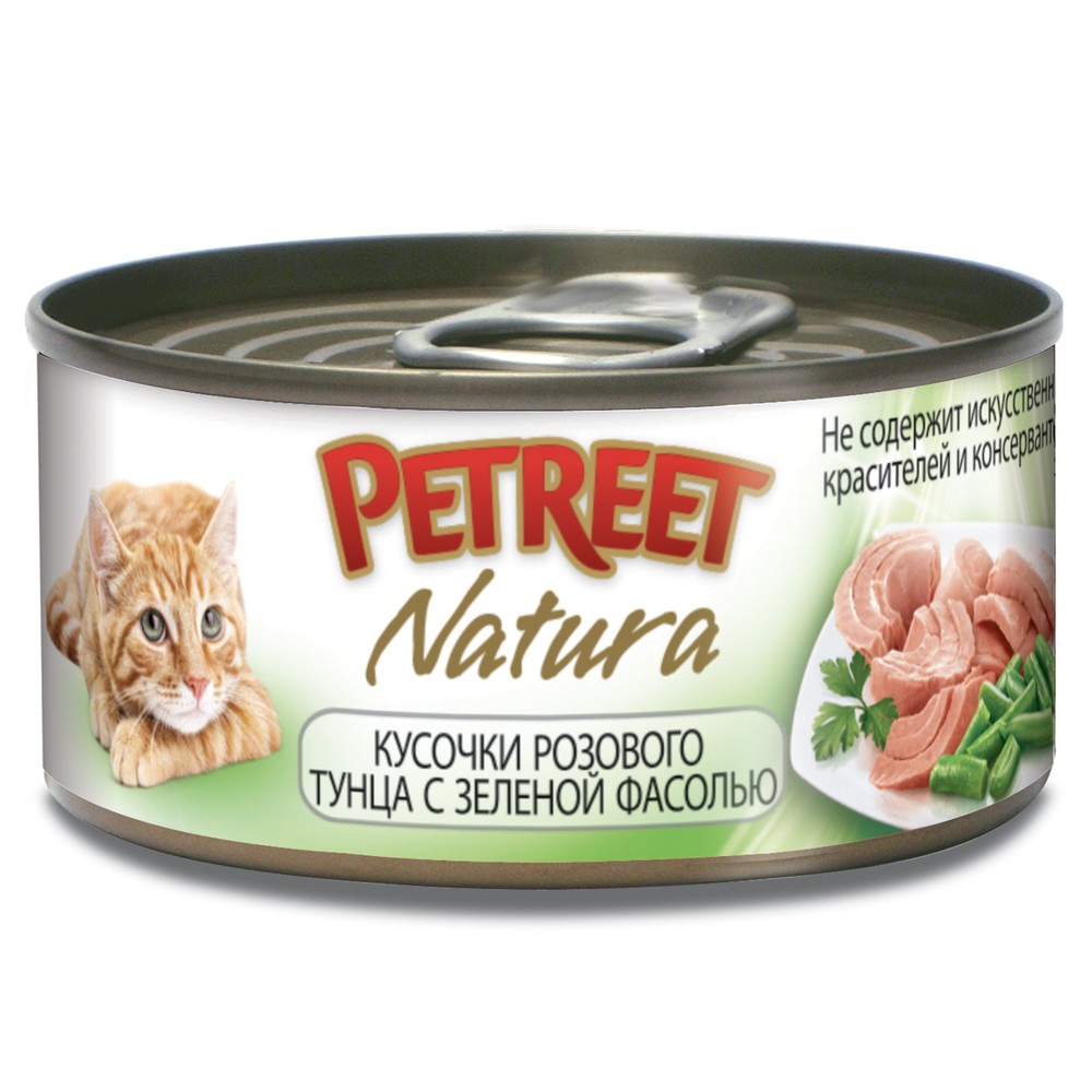 Petreet Розовый тунец/Фасоль консервы для кошек 70 гр 1