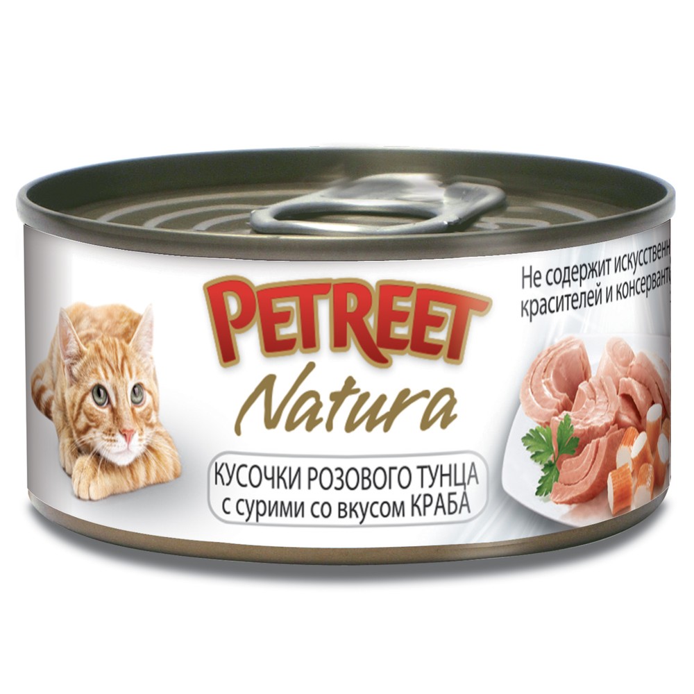 Petreet Розовый тунец/Краб Сурими консервы для кошек 70 гр 1