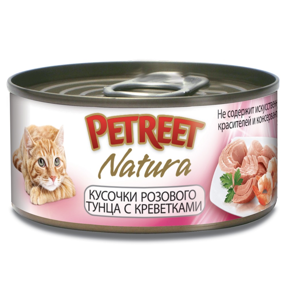 Petreet Розовый тунец/Креветки консервы для кошек 70 гр 1