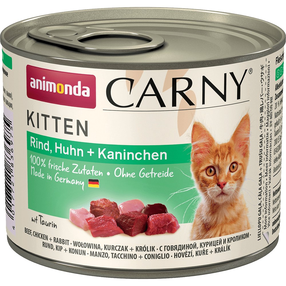 Animonda CARNY KITTEN Говядина/Курица/Кролик консервы для котят 200 г 1