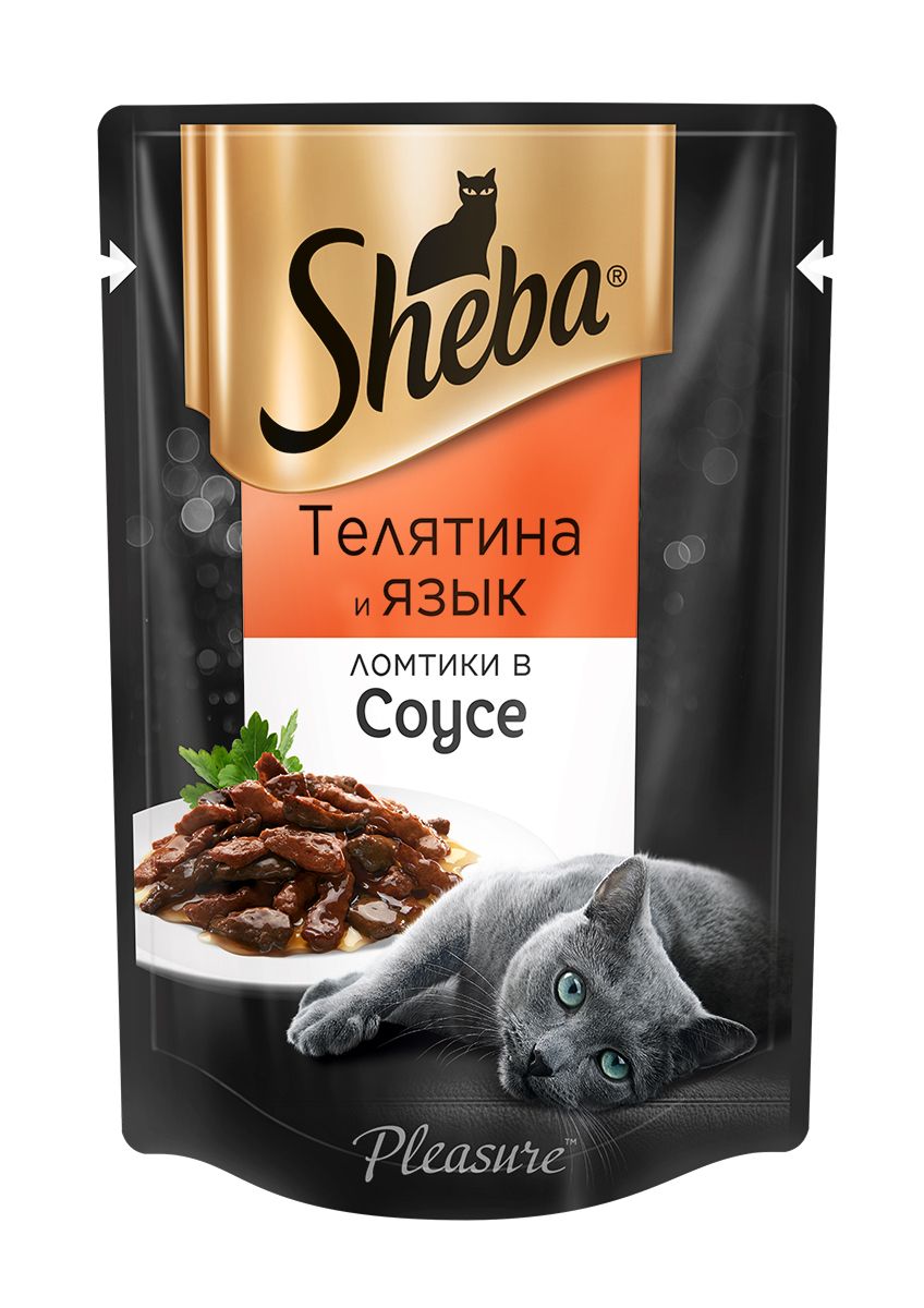Sheba Pleasure Телятина/язык пауч для кошек 75 г