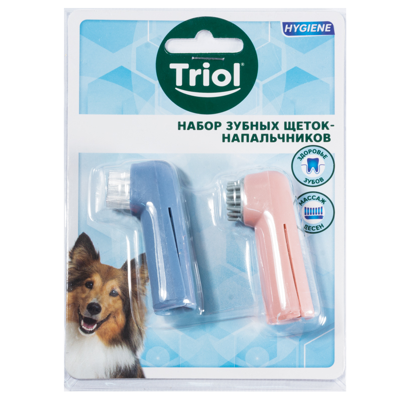Набор зубных щеток-напальчников Triol 60 мм (уп. 2 шт) для собак