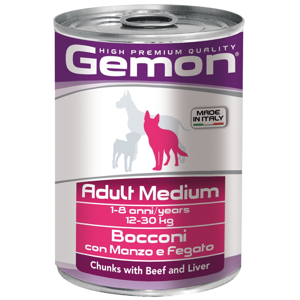 Gemon Adult Medium Говядина/Печень консервы для собак 415 г
