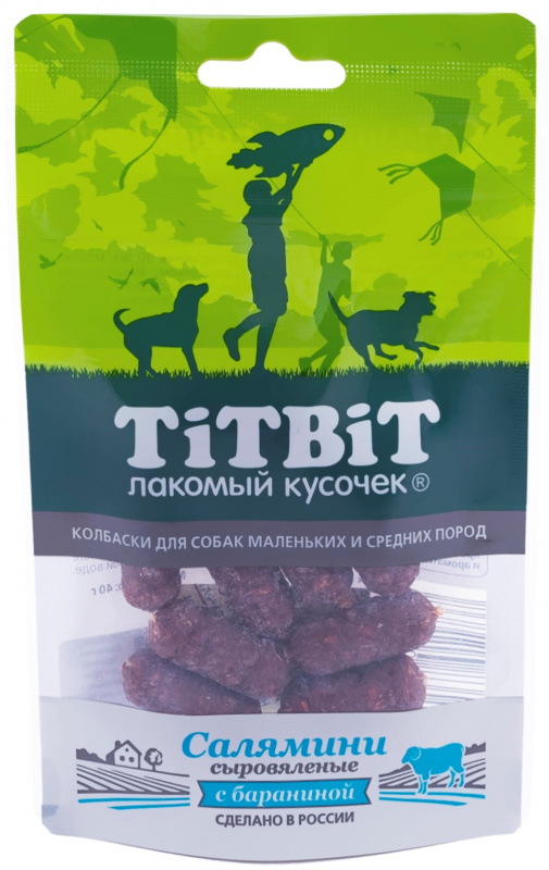 Колбаски TitBit Salamini сыровяленые с бараниной для собак 40 г 1