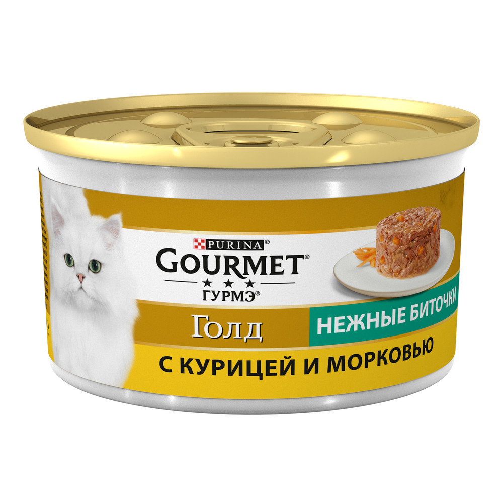 Gourmet Gold Нежные биточки Курица/Морковь консервы для кошек 85 г 1