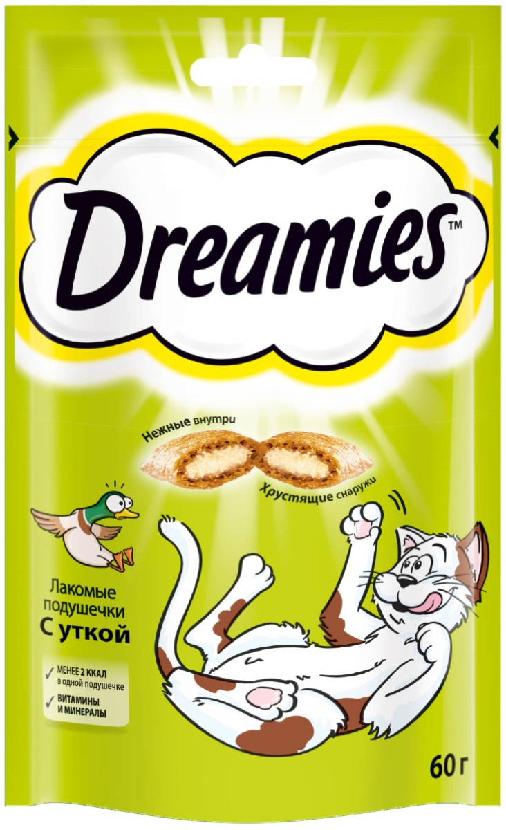 Подушечки Dreamies с уткой для кошек 60 г 1