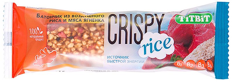 Батончик TitBit Crispy rice с возд рисом и мясом ягненка для собак 40 г 1