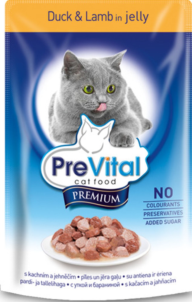 PreVital Premium Утка/ягненок в желе пауч для кошек 100 г 1