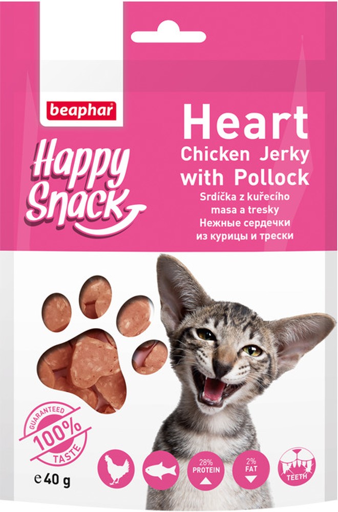 Лакомство Beaphar Happy Snack сердечки из курицы и трески для кошек 40 г 1