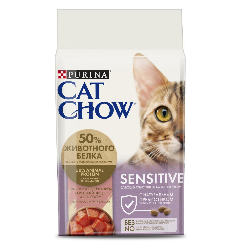Cat Chow Sensitive Домашняя птица/Лосось для кошек 1