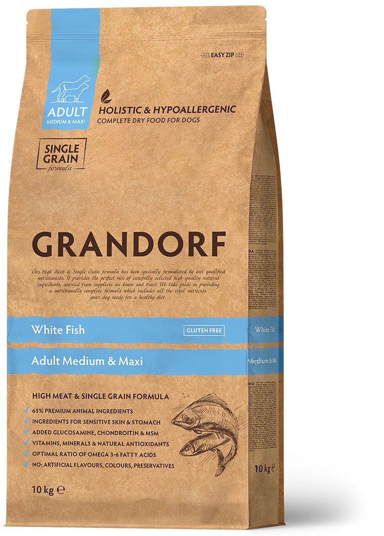 Grandorf Adult Medium/Maxi Белая рыба/рис для собак