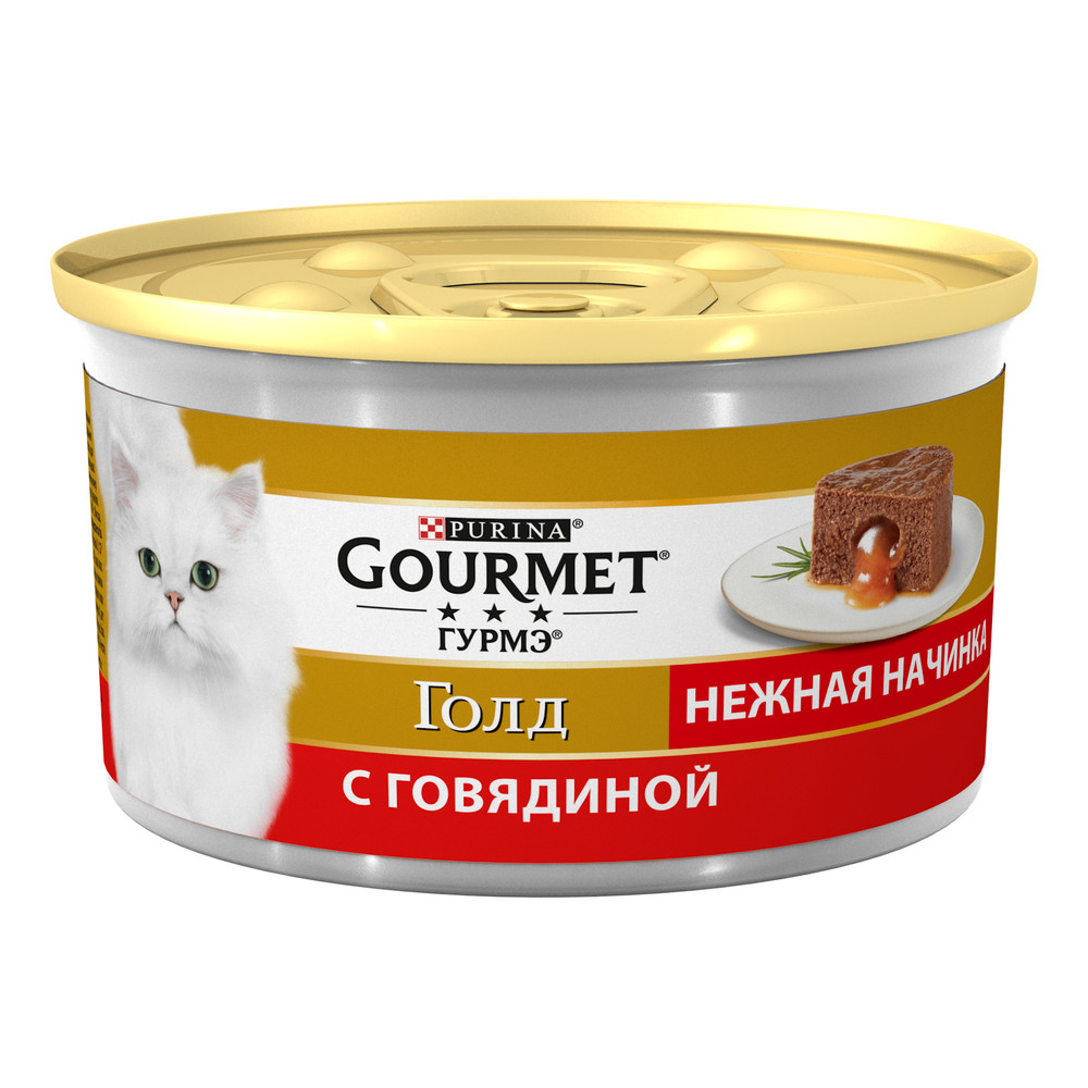 Gourmet Gold Нежная начинка Говядина консервы для кошек 85 г 1