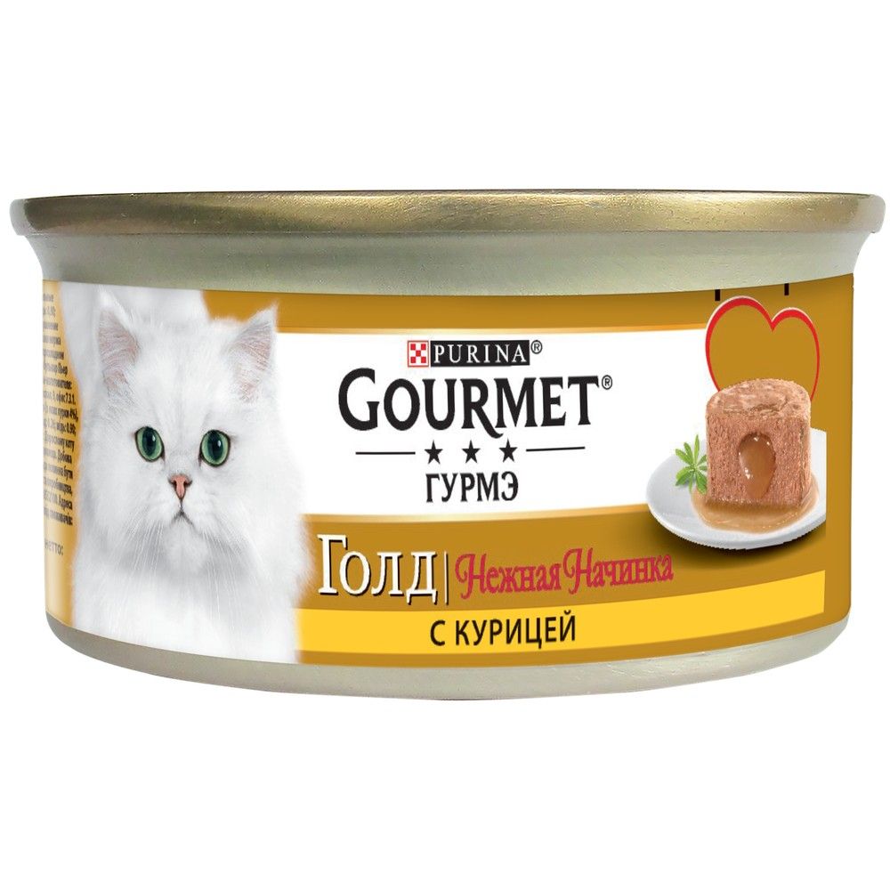 Gourmet Gold Нежная начинка Курица консервы для кошек 85 г 1