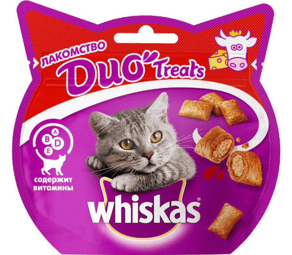 Подушечки Whiskas Duo Treats Говядина/Сыр для кошек 40 г 1