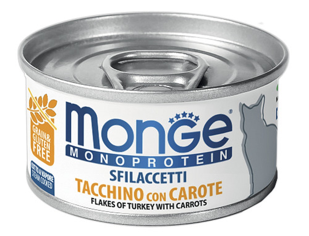 Monge Cat Monoprotein Индейка/морковь хлопья консервы для кошек 80 г 1