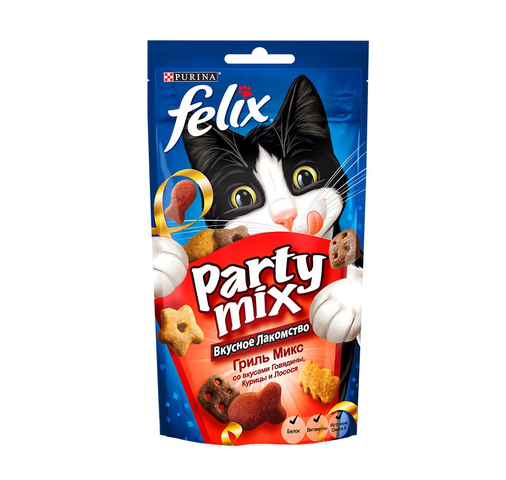 Подушечки Felix Party mix Гриль Микс для кошек 1
