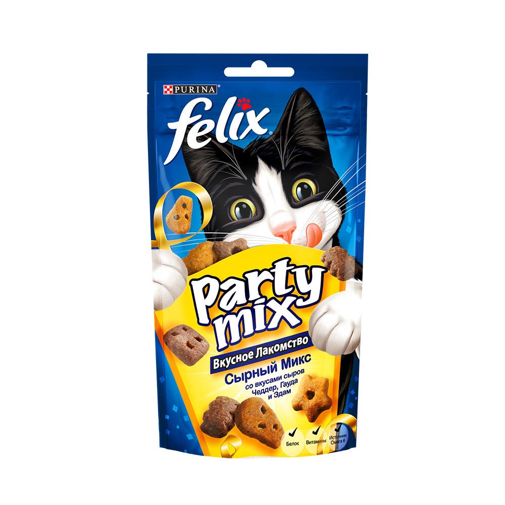 Подушечки Felix Party mix Сырный Микс для кошек 1