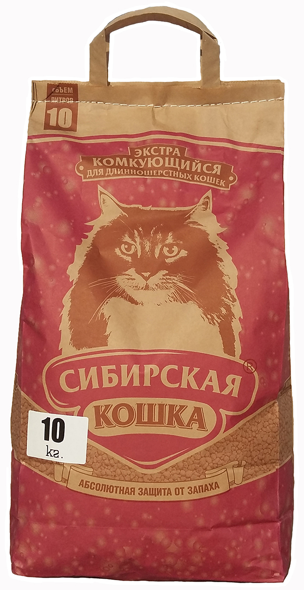 Наполнитель Сибирская Кошка Экстра комкующийся для длинношерстных кошек 10 кг