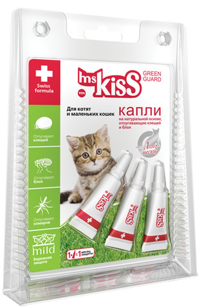 Ms Kiss капли репеллентные для котят и маленьких кошек упак. 3 пипетки 1